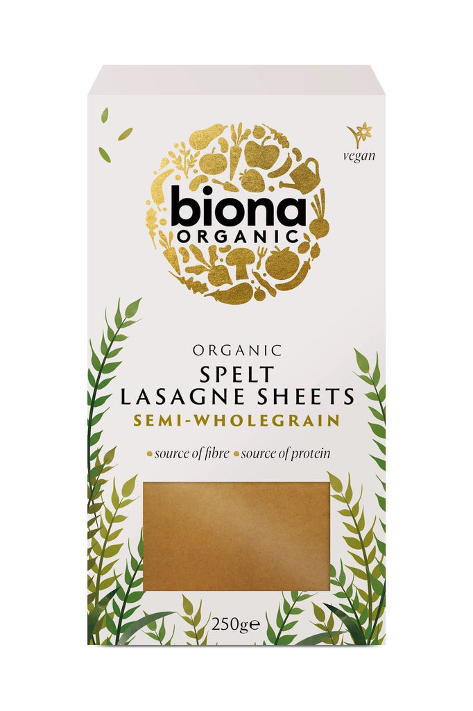 (BBD 3/12/2024) Biona, Organic Spelt Lasagne Sheets (Semi-Wholegrain) (250g)