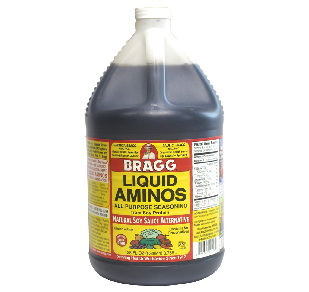 Bragg, Liquid Aminos, Alternative to Tamari & Soy Sauce, 128 fl oz (3.786L) - Hu Organics
