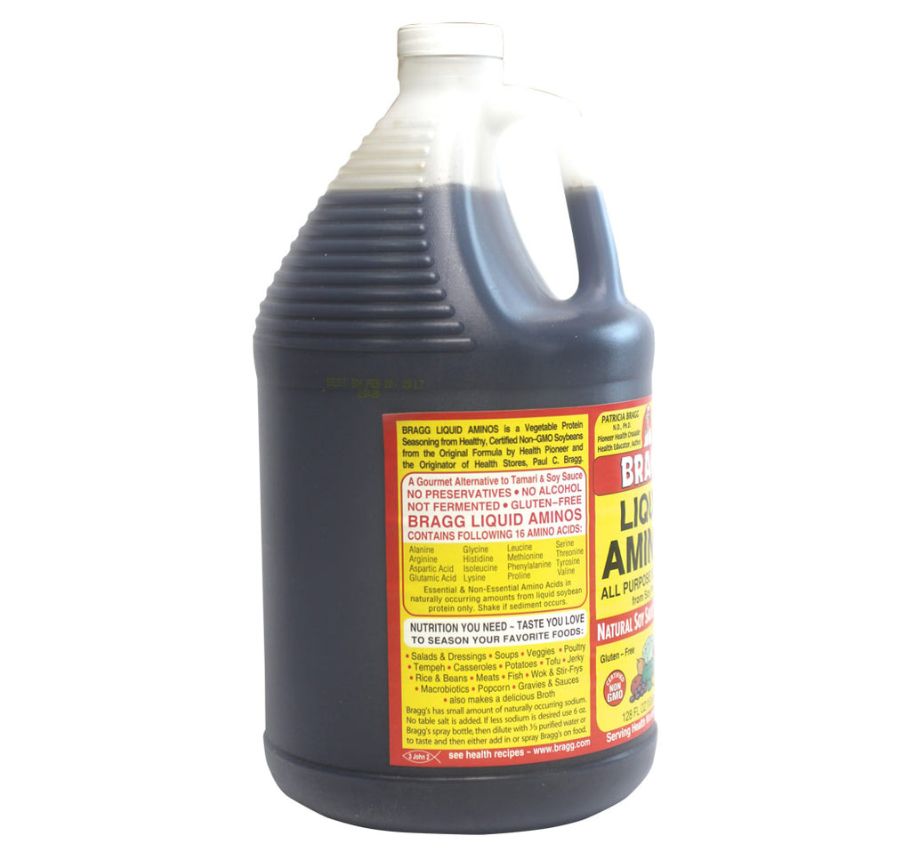 Bragg, Liquid Aminos, Alternative to Tamari & Soy Sauce, 128 fl oz (3.786L) - Hu Organics