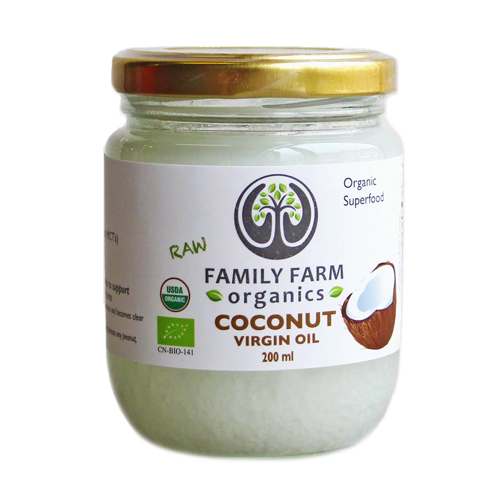 Organic Extra Virgin Coconut Oil, Family Farm Organics (200ml)