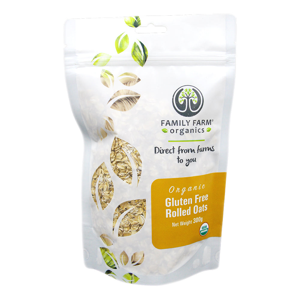 Organic Gluten Free Rolled Oat Flakes, Family Farm Organics (300g) - Hu Organics