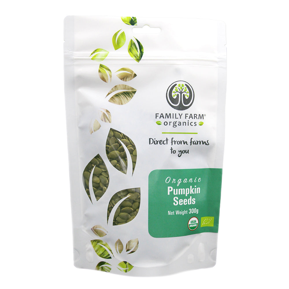 Organic Raw Pumpkin Seeds, Family Farm Organics (300g) - Hu Organics
