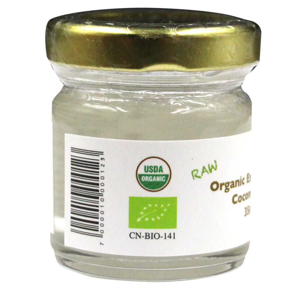 Organic Extra Virgin Coconut Oil, Family Farm Organics (35ml) - Hu Organics