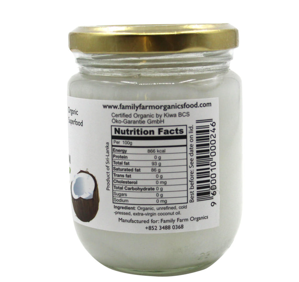 Organic Raw Extra Virgin Coconut Oil, Family Farm Organics (200ml) - Hu Organics