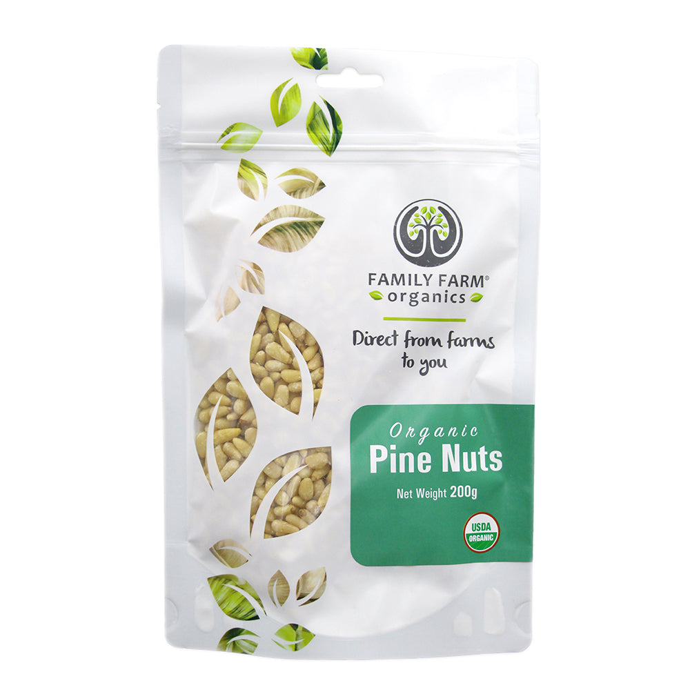 Organic Raw Pine Nuts, Family Farm Organics (200g) - Hu Organics