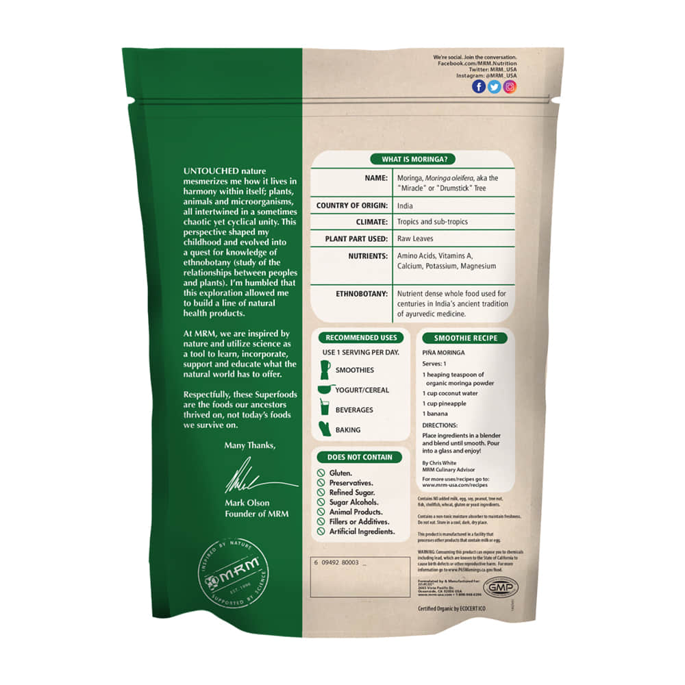 MRM Nutrition, Raw Organic Moringa Leaf Powder (240g)