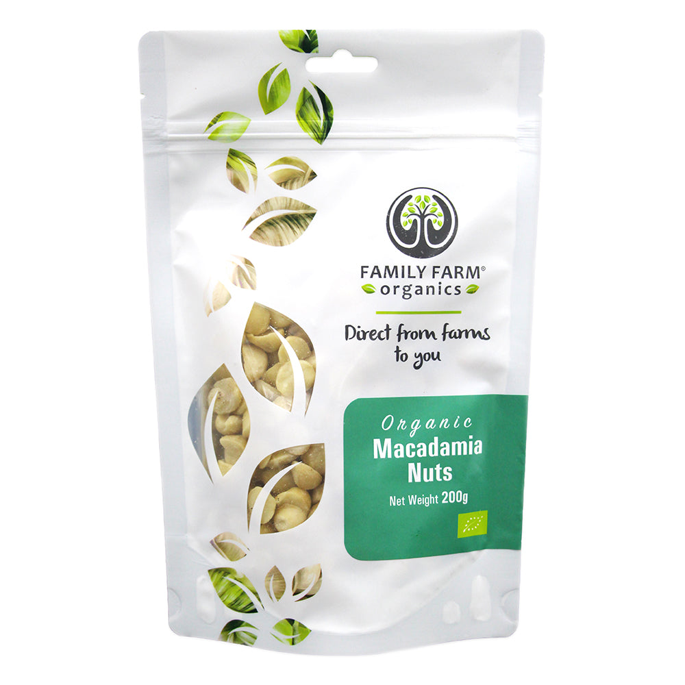 Organic Raw Macadamia Nuts, Family Farm Organics (200g) - Hu Organics