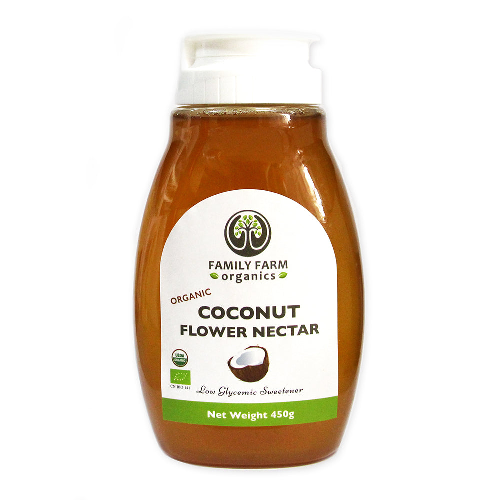 Organic Coconut Flower Nectar, Family Farm Organics (450g) - Hu Organics