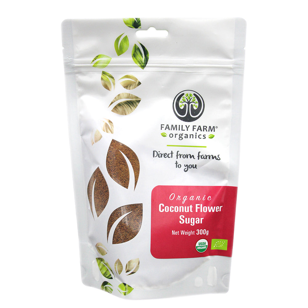 Organic Coconut Flower Sugar, Family Farm Organics (300g) - Hu Organics